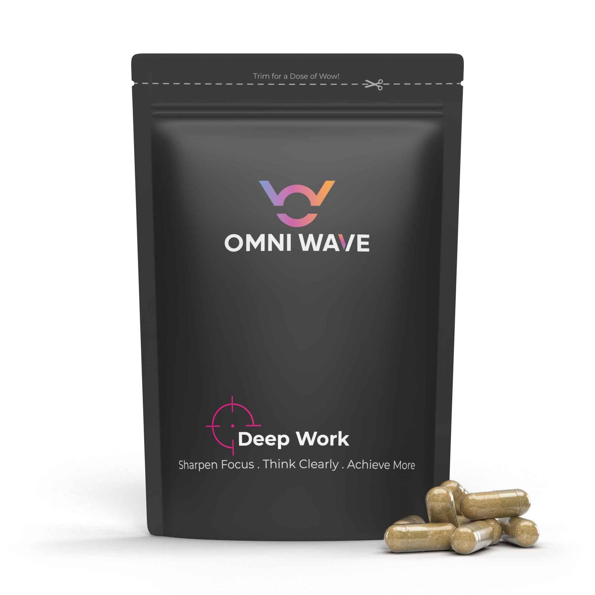 Premium Deep Work nootropic supplement for focus, energy, and productivity with 14 natural ingredients.